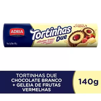 Oferta de Biscoito Tortinhas de Chocolate Branco e Geléia de Frutas Vermelhas Adria 140G por R$3,52 em Supermercado Precito