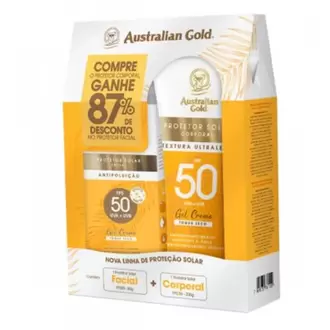 Oferta de Kit Protetor Solar Corporal Gel Creme Fps 50 + Protetor Solar Facial Fps 50 Australian Gold por R$79,9 em Supermercados Andreazza