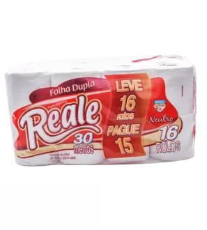 Oferta de PAPEL HIGIÊNICO NEUTRO FOLHA DUPLA REALE 30M LEVE 16 PAGUE 15 por R$26,69 em Supermercados Imperatriz