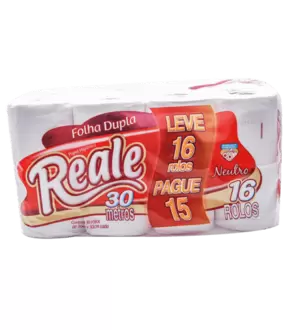 Oferta de PAPEL HIGIÊNICO NEUTRO FOLHA DUPLA REALE 30M LEVE 16 PAGUE 15 por R$16,99 em Supermercados Imperatriz