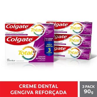 Oferta de Creme Dental Total 12 Gengiva Reforçada Colgate 90G com 3Un por R$21,49 em Supermercados Joanin