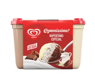 Oferta de Sorvete Cremosíssimo Napolitano Especial Kibon 2l por R$35,6 em Supermercados Joanin