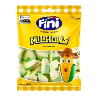 Oferta de Balas de Goma Milhows Marshmallows Fini 80g por R$6,02 em Supermercados Joanin