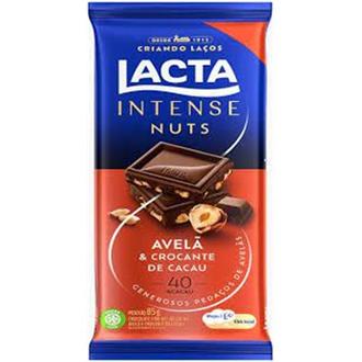 Oferta de Chocolate de Avelã Crocante Intense Nuts Lacta 85G por R$6,99 em Supermercados Myatã