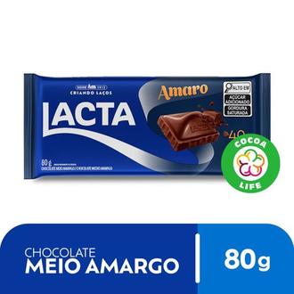 Oferta de Chocolate Meio Amargo 40% Cacau Amaro Lacta 80g por R$5,49 em Supermercados Myatã