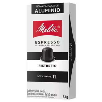 Oferta de Café em Cápsula Torrado e Moído Ristretto Espresso Melitta 53G 10Un por R$22,99 em Supermercados Myatã