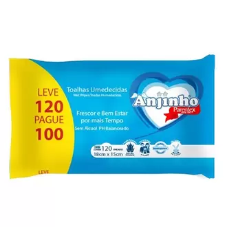 Oferta de Lenços Umedecidos Anjinho Embalagem Leve 120Un Pague 100Un por R$8,99 em Supermercados Myatã