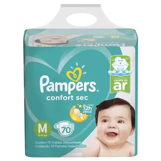 Oferta de Fralda M Pampers Confort Sec 70 Unidades por R$89,99 em Supermercados Myatã