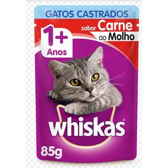 Oferta de Ração Úmida para Gatos Adultos Castrados Sabor Carne Ao Molho Whiskas 85g por R$3,19 em Supermercados Paraná