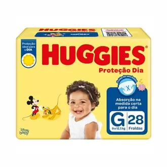 Oferta de Fralda Huggies Protecao Dia G C/28 por R$32,08 em Supermercados Paraná