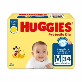 Oferta de Fralda Huggies Protecao Dia M C/34 por R$32,08 em Supermercados Paraná