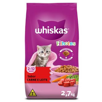 Oferta de Ração para Gatos Filhotes Sabor Carne e Leite Whiskas 2,7Kg por R$49,9 em Supermercados São Vicente
