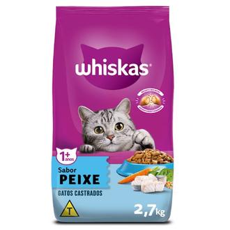 Oferta de Ração para Gatos Adultos Castrados Sabor Peixe Whiskas 2,7Kg por R$49,9 em Supermercados São Vicente