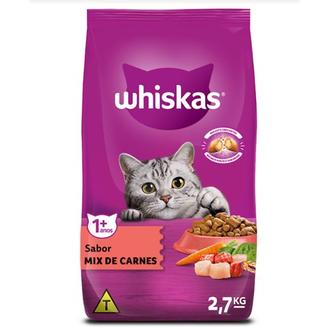 Oferta de Ração para Gatos Adultos Sabor Mix de Carnes Whiskas 2,7Kg por R$49,9 em Supermercados São Vicente