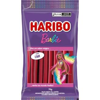 Oferta de Bala Gelatina Sabor Uva Barbie Haribo 70g por R$5,99 em Supermercados São Vicente