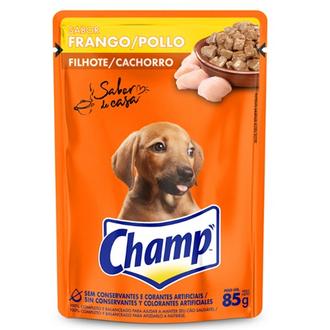 Oferta de Ração Úmida para Cães Filhotes Sabor Caseiro Frango Champ 85G por R$2,49 em Supermercados São Vicente