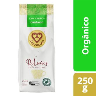 Oferta de Café 3 Corações Rituais Orgânico 250G por R$22,9 em Supermercados São Vicente