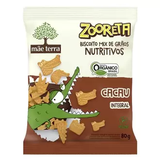 Oferta de Biscoito Integral Infantil Zooreta Cacau Mãe Terra 80g por R$6,59 em Supermercados São Vicente