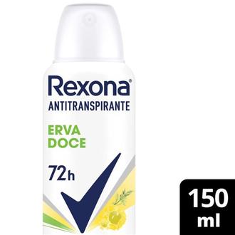 Oferta de Desodorante Antitranspirante Aerosol Feminino Erva Doce Rexona 150Ml por R$13,99 em Tome Leve