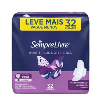 Oferta de Absorvente Externo Nortuno Adapt Plus Noite e Dia Seca Sempre Livre Leve Mais Pague Menos 32Un por R$36,99 em Violeta Supermercados