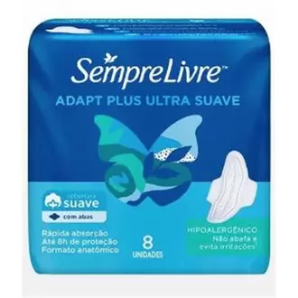 Oferta de Absorvente Sempre Livre Adapt Plus Ultra Suave com Abas com 8Un por R$5,99 em Violeta Supermercados