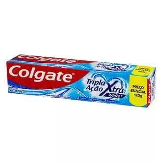 Oferta de Creme Dental Tripla Ação Xtra White Colgate 120g por R$7,99 em Violeta Supermercados