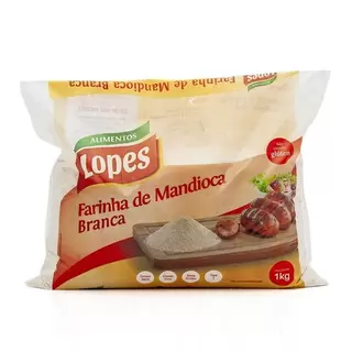 Oferta de Farinha de Mandioca Branca Lopes Embalagem 1Kg por R$5,99 em X Supermercados