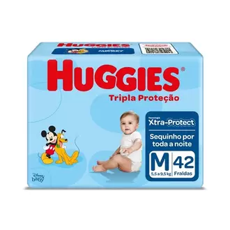 Oferta de Fralda Tripla Proteção Huggies M 42Un por R$37,99 em X Supermercados