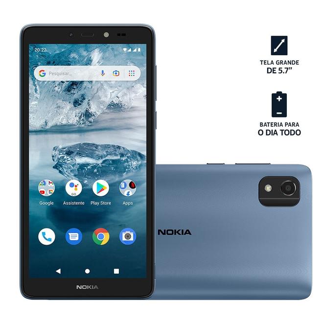 Oferta de Smartphone Nokia C2 2nd Edition 4G 32 GB Tela 5,7 Câmera com IA Android Azul - NK086 Azul por R$597,46 em Zema
