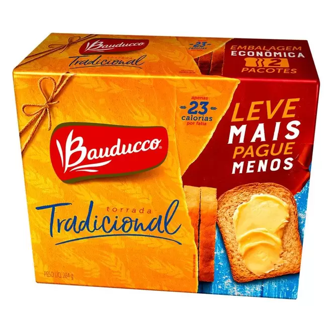 Oferta de Torrada Bauducco Tradicional Pack 284g por R$10,49 em Zona Sul