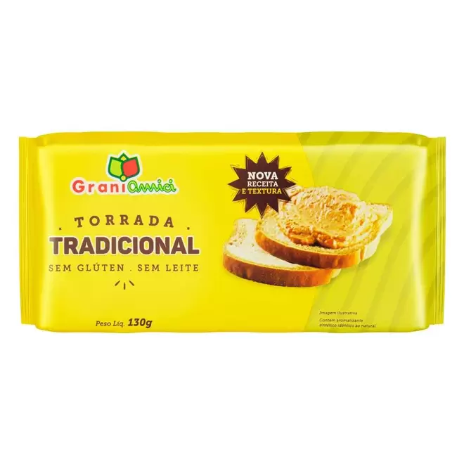 Oferta de Torrada Tradicional Sem Glúten Grani Amici 130g por R$7,99 em Zona Sul