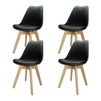 Oferta de Kit 4 Cadeiras Charles Eames Leda Luisa Saarinen Design Wood Estofada Base Madeira - Preta por R$610,56 em Leroy Merlin