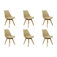 Oferta de Kit 6 Cadeiras Charles Eames Leda Luisa Saarinen Design Wood Estofada Base Madeira - Bege por R$779,68 em Leroy Merlin
