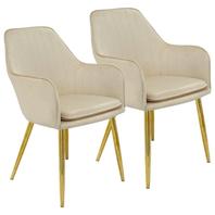 Oferta de Kit 2 Cadeiras Poltrona Lines Base Dourada Recepção Sala Decorativa Suede - Bege por R$899,64 em Leroy Merlin