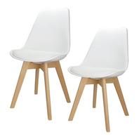 Oferta de Kit 2 Cadeiras Charles Eames Leda Luisa Saarinen Design Wood Estofada Base Madeira - Branca por R$279,28 em Leroy Merlin