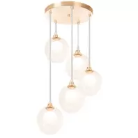 Oferta de Lustre Pendente New Cobre Quíntuplo Harmony Bolinha Ambar por R$265,12 em Leroy Merlin