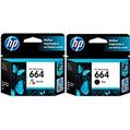 Oferta de Cartucho HP 664 preto Original (F6V29AB) + Cartucho HP 664 c... por R$140,8 em Kalunga