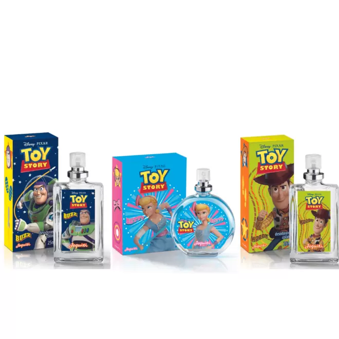 Oferta de Kit Toy Story Woody + Betty + Buzz Jequiti, 3 x 25 ml por R$104,7 em Jequiti