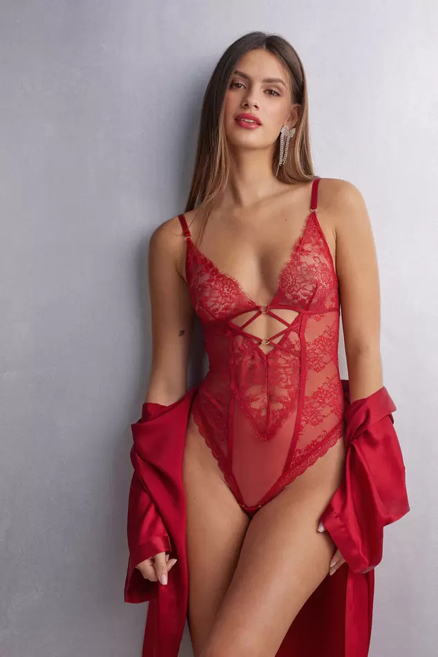 Oferta de Body Em Renda Intricate Surface - Vermelho por R$329 em Intimissimi