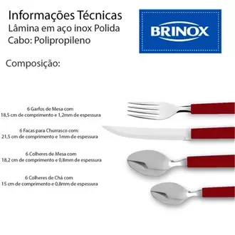 Oferta de Faqueiro Riviera Lâminas em Aço Inox Vermelho Brinox 24 Peças por R$59,9 em Imec Supermercados