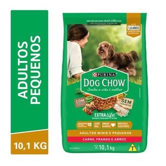 Oferta de Ração Seca para Cães Adultos Mini e Pequenos Sabor Carne, Frango e Arroz Dog Chow 10,1kg por R$129 em GoodBom