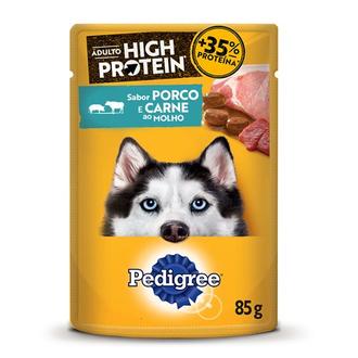 Oferta de Ração Úmida para Cães Adultos Sabor Porco e Carne Ao Molho High Protein Pedigree 85g por R$2,89 em GoodBom