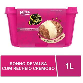 Oferta de Sorvete Sonho de Valsa Sabor Chocolate com Recheio Cremoso Lacta Pote 1L por R$34,99 em GoodBom
