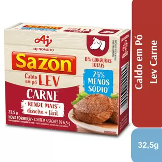 Oferta de Caldo de Carne Sazón Lev em Pó Ajinomoto 32,5g por R$2,39 em GoodBom