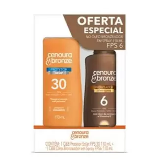 Oferta de Kit Protetor Solar Cenoura E Bronze Corpo Fps 30 110ml + Óleo Bronzeador Fps 6 110ml por R$32,69 em GoodBom