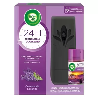 Oferta de Aparelho e Neutralizador de Odores Campos de Lavanda Freshmatic Bom Ar Caixa 250ml por R$65,39 em GoodBom