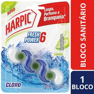 Oferta de Bloco Sanitário Harpic Fresh Power 6 com Cloro por R$23,97 em GoodBom