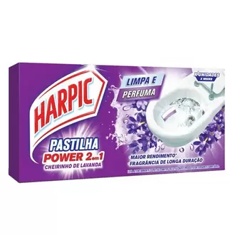 Oferta de Pastilha Adesiva Harpic 2 em 1 Lavanda 3 Unidades por R$11,98 em GoodBom