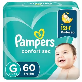 Oferta de Fralda Tamanho G Confort Sec Pampers com 60un por R$101,36 em GoodBom