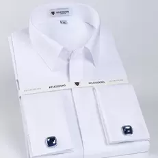 Oferta de Camisa social masculina com abotoadura francesa clássica por R$73,25 em AliExpress